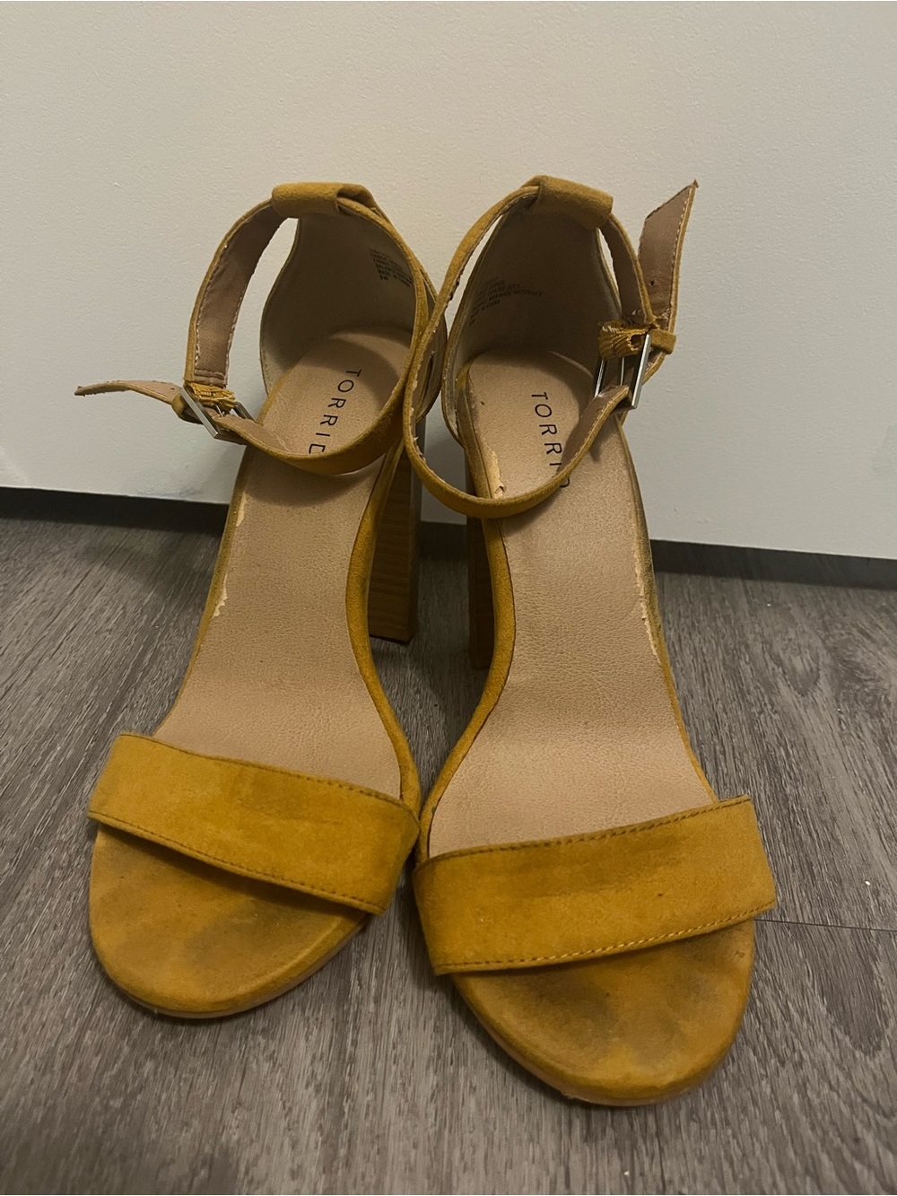 Torrid Ankle Strap Block Heel Mustard Yellow Sandals